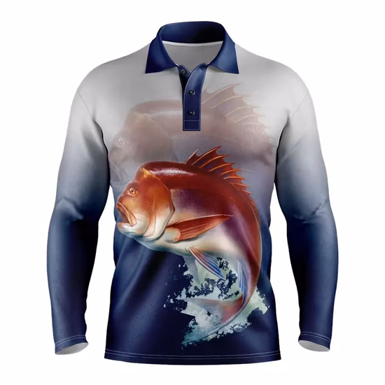 Großhandel benutzerdefinierte Vollsublimation Outdoor-Shirts Sportbekleidung Männer Langarm Angeltrikot