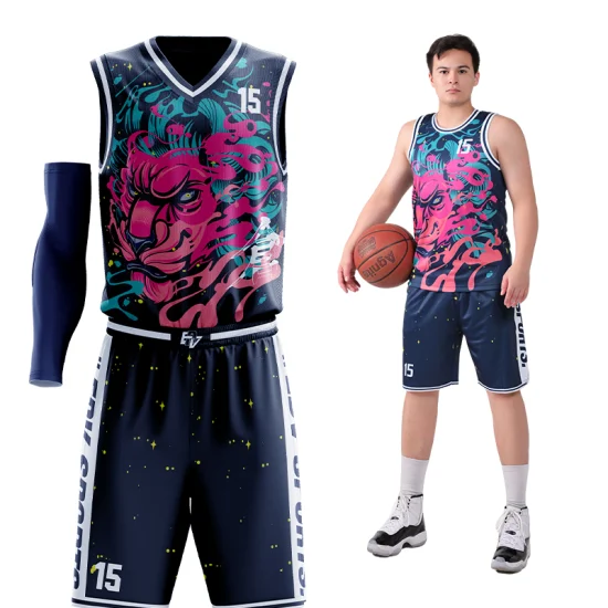 Hochwertiges Basketball-Set mit Sublimationsdruck, maßgeschneiderte Herren-Basketballuniformen